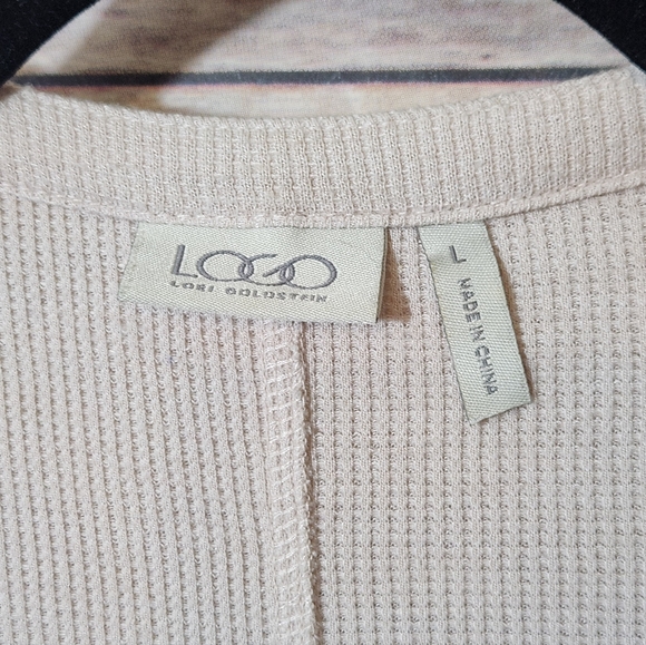 LOGO Women's Cream Cardigan with Lace Trim - Picture 3 of 4